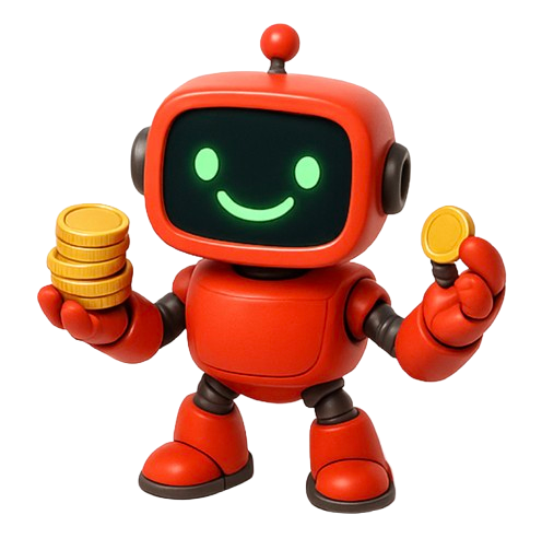 robot holding coins